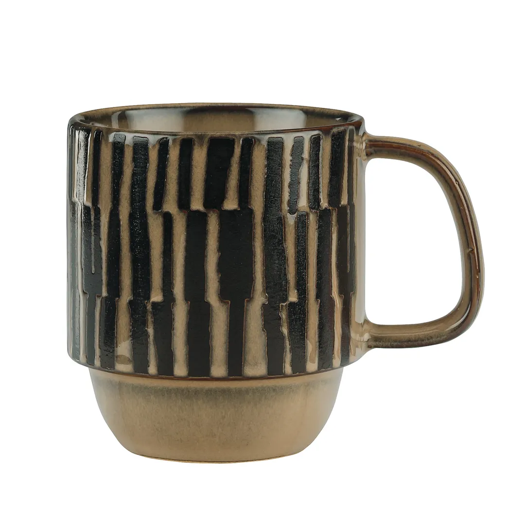 Libbey AFAR-8C Mug – 12‑Ounce Stoneware, Tribal, Safe, 3"7/8 H × 4"7/8 W × 3"3/8 D – 12/Case