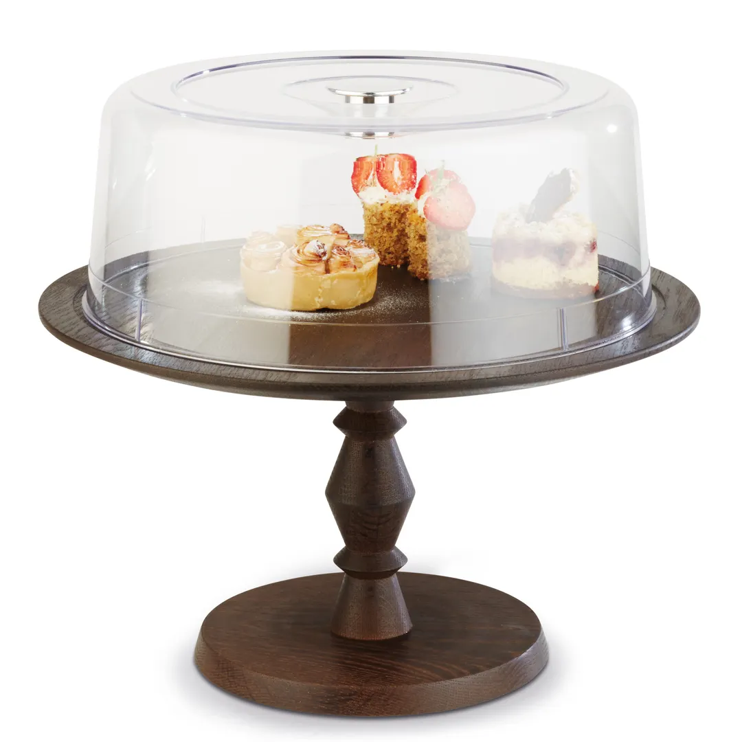 APS Germany APS 06512 Cake Cover 11.875" Dia x 4.5" H Polystyrene Chrome Knob Safe - 1/Case