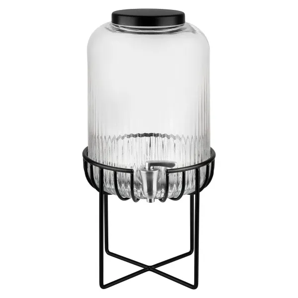 APS Germany APS 10451 Beverage Dispenser, 7L Black Metal Glass Bowl, Non‑Insulated - 1/Case