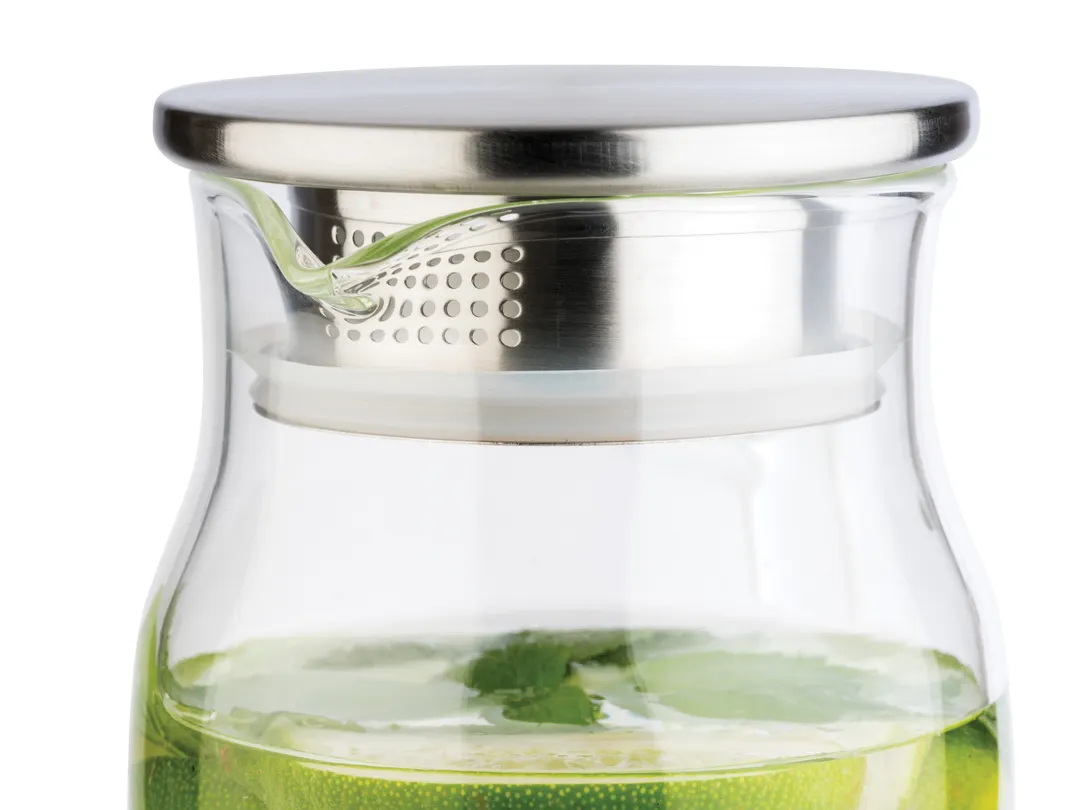 APS Germany APS 10792 - 50.75 Oz Decanter Carafe, 4"Lx5.6"Wx10.3"H, Metal Lid with Strainer - 1/Case