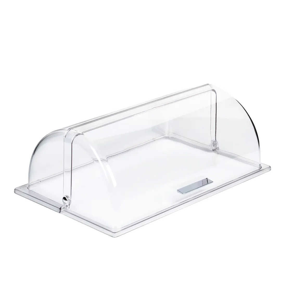 APS Germany APS 11018 Polycarbonate Food Cover, 20"x12"x7" Roll Top Dome, Zinc Handle - 1/Case