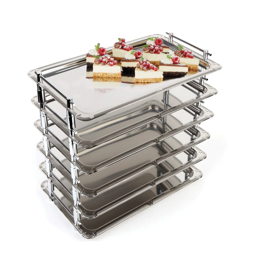 APS Germany APS 11300 - Serving Tray 20" x 12" x 2¼", 18/10 Stainless Steel Polish, Safe - 1/Case