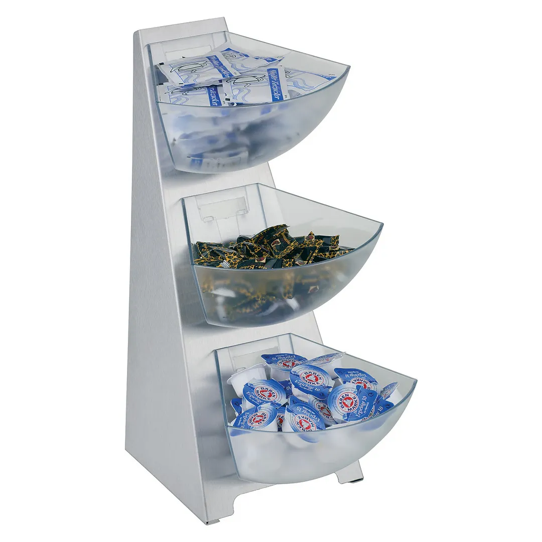 APS Germany APS 11444 3‑Tier Condiment Caddy Rack, 8"3/8" x 6"3/8" x 16"1/4", Satin Stainless Steel - 1/Case