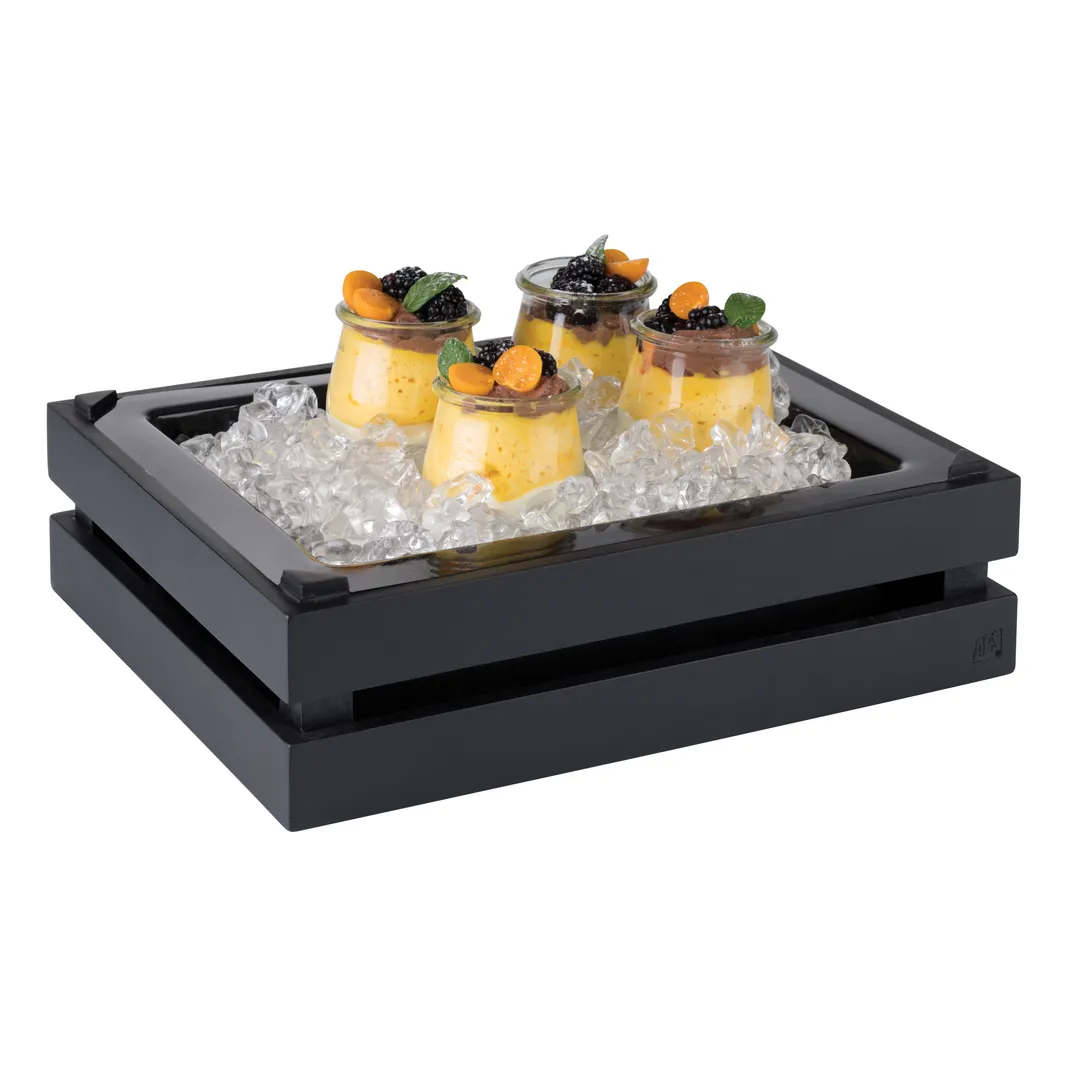APS Germany APS 11617 - GN 1/2 Food Pan, 12-7/8"L x10-1/2"W x3-3/8"H, Black, Locking - 1/Case