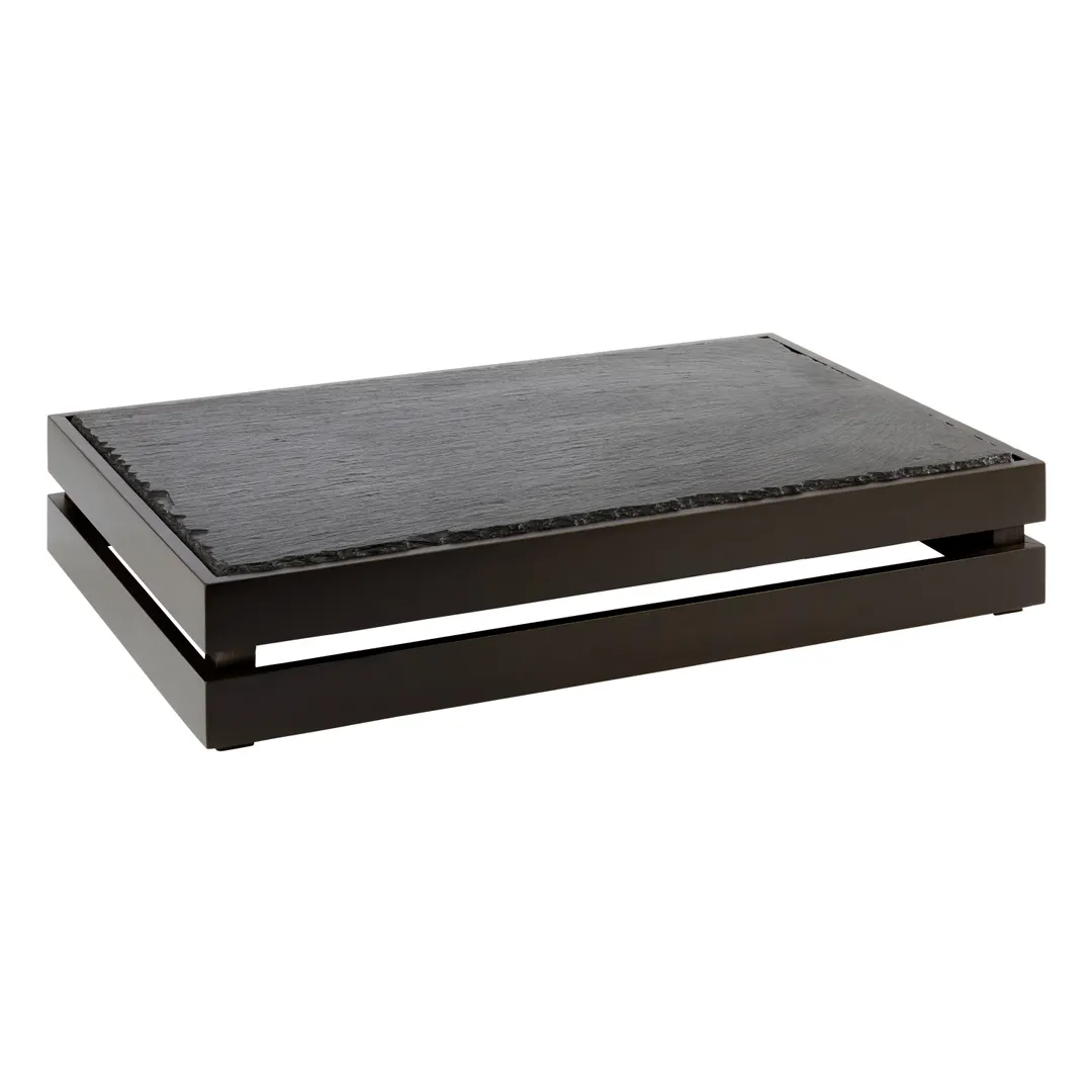 APS Germany APS 11626 - Acacia Wood Crate, Black, 21"8" L x 13"8" W x 4"1/4" H, GN 1/1 - 1/Case
