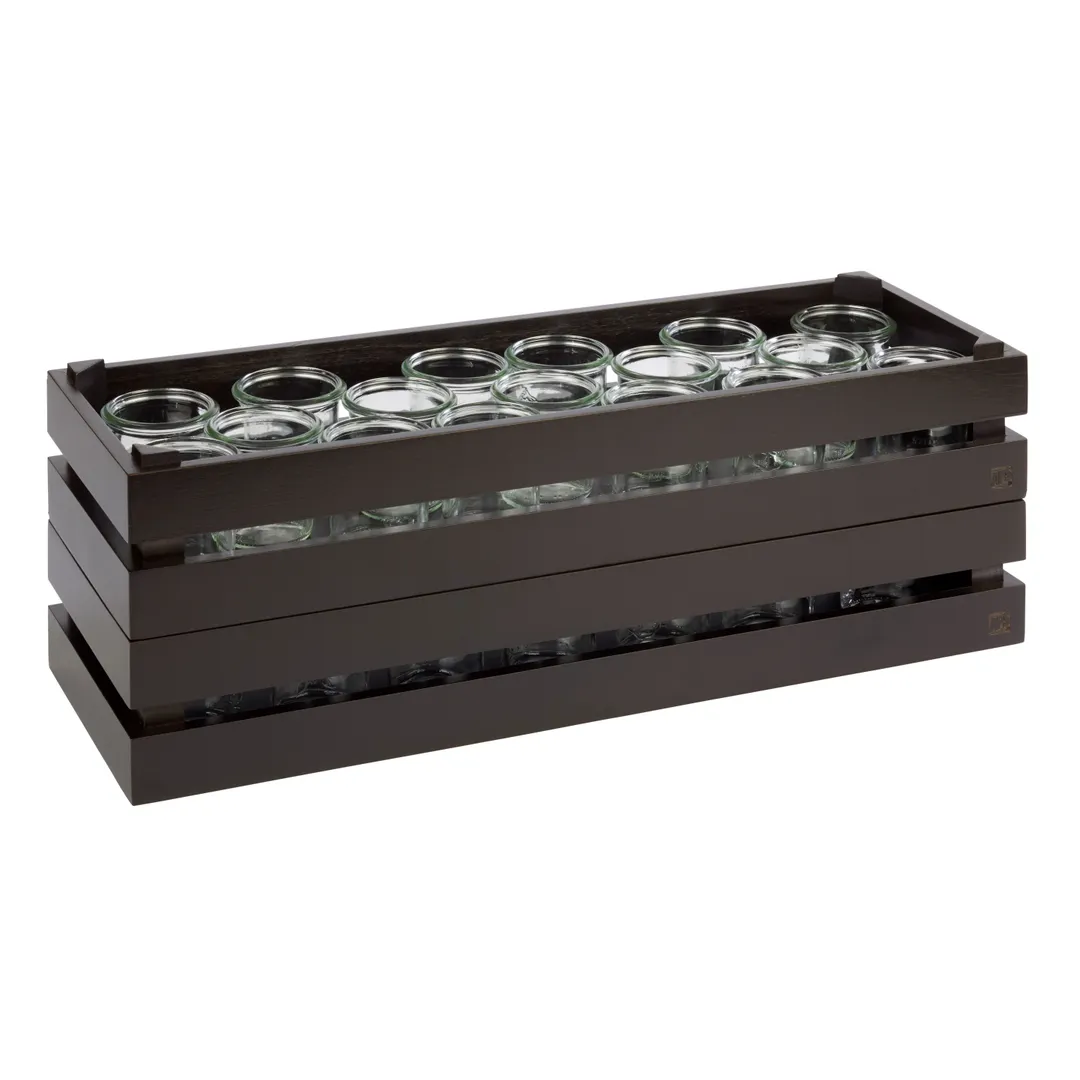 APS Germany APS 11629 Acacia Black Crate, 21.9" L x 7.4" W x 4.3" H, GN 2/4 Compatible - 1/Case