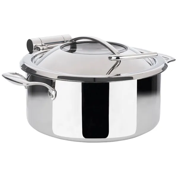 APS Germany APS 12330 Chafing Dish, 4 Qt (1 Gallon) Round Stainless Steel Set with Stackable Stand