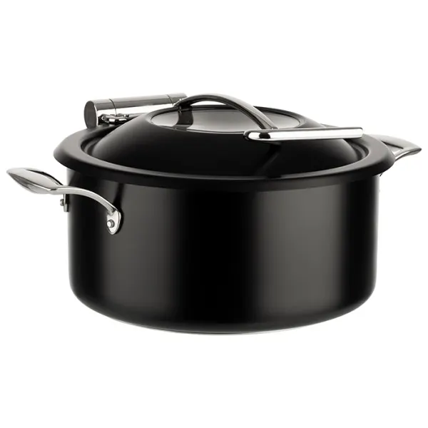 APS Germany APS 12338 Chafing Dish, 4 Qt Round, 18/8 Stainless Steel Black Finish, 4‑Piece Set