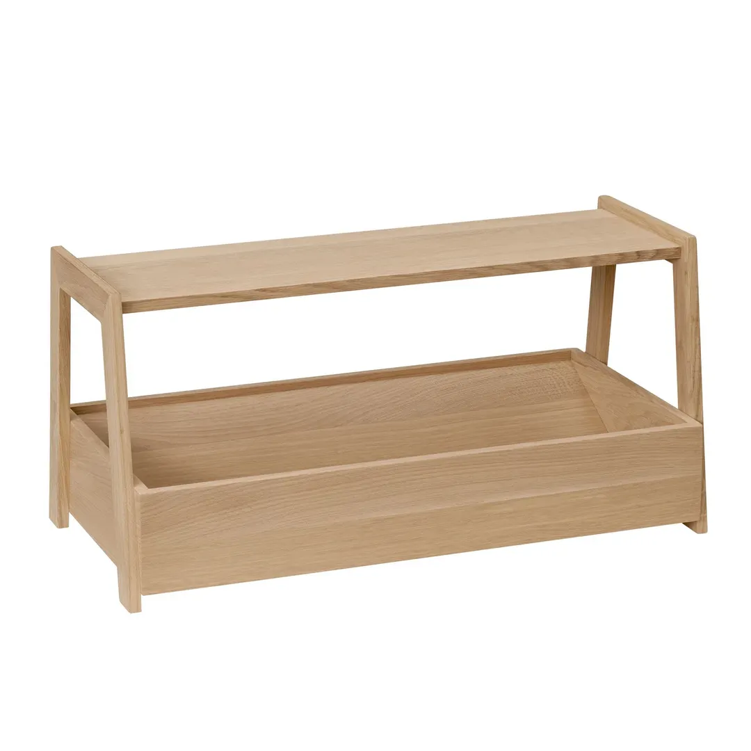 APS Germany APS 14020 - Two-Tier Wood Tray, 21"-1/4 L x 10"⅜ W x 10"⅜ H, Display Crate - 1/Case