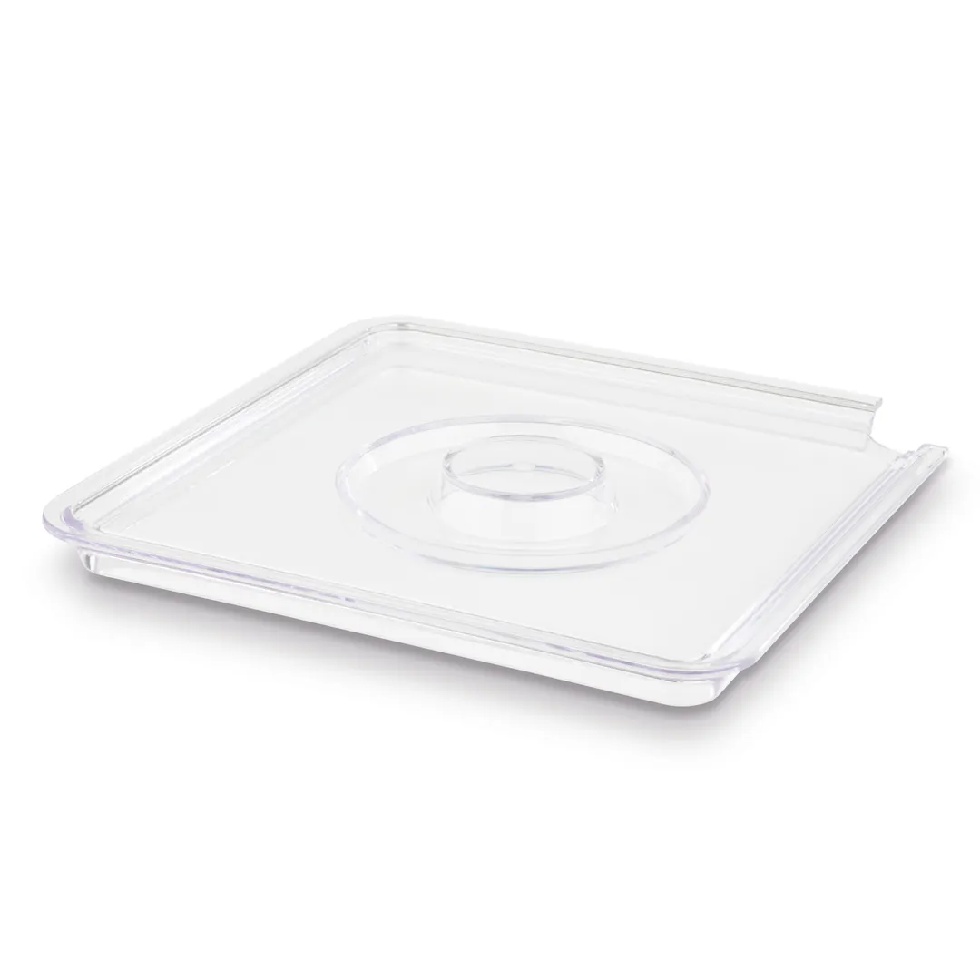 APS Germany APS 15345 Clear Display Cover 7" x 7" x 1" Flat Stackable with Spoon Notch SAN - 1/Case