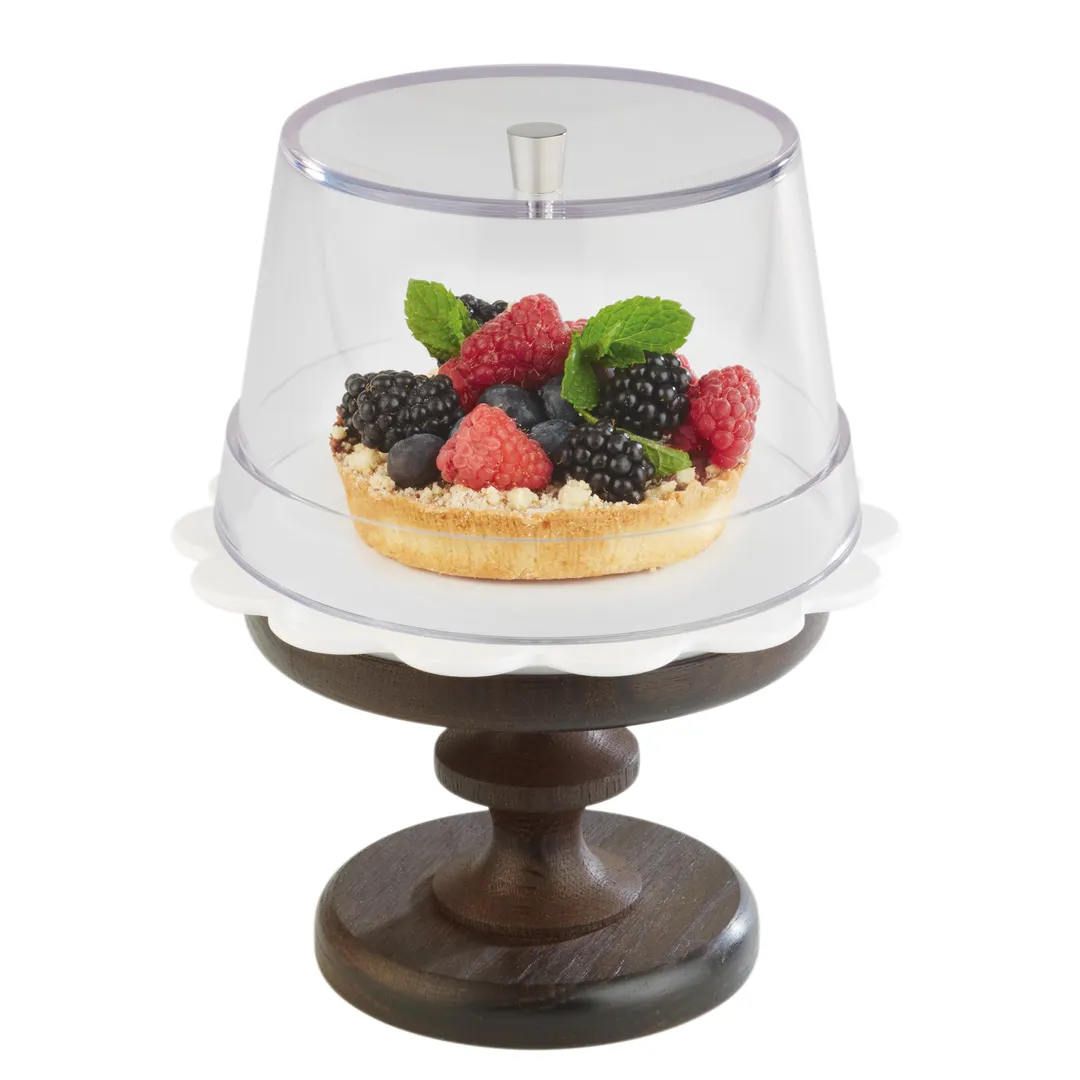 APS Germany APS 15350 Clear Cake Cover 6.5" Dia x 4" H, Chrome Knob, Safe Plastic - 12/Case