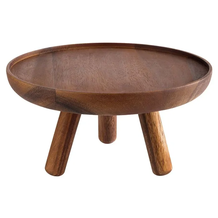 APS Germany APS 15620 Round Acacia Wood Stand, 7‑7/8" Dia x 4‑1/8" H, Brown, Waterproof - 1/Case