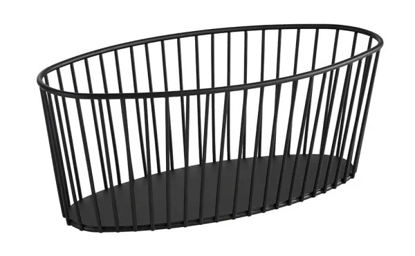 APS Germany APS 30413 - Oval Metal Basket, 11"-7/8 L x 5"-1/2 D x 4"-3/4 H, Black - 1/Case