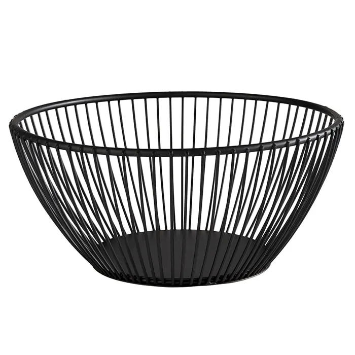 APS Germany APS 30420 - Round Metal Basket, 6-7/8" Dia, Black Finish, Stackable, Restaurant - 1/Case