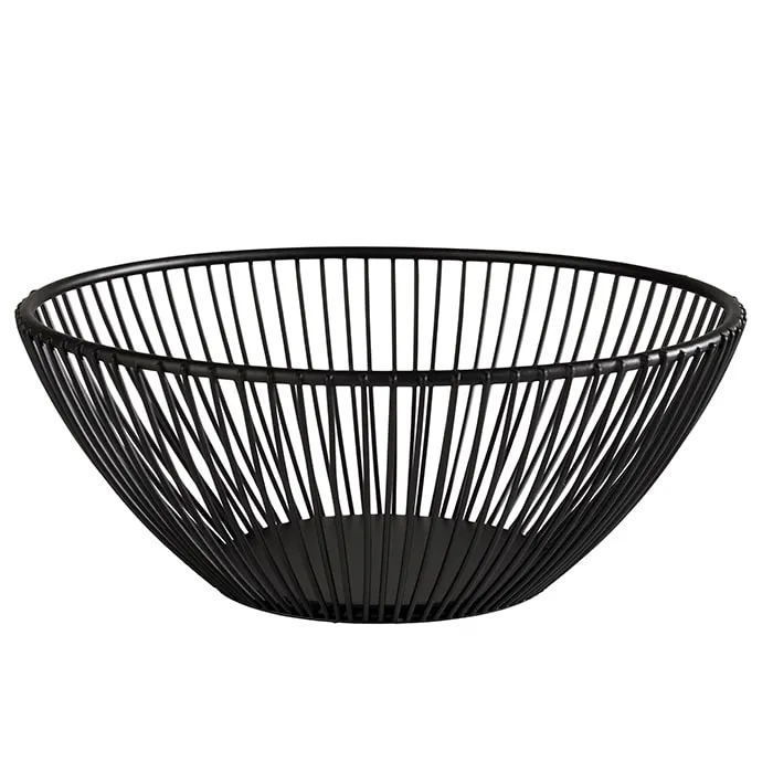 APS Germany APS 30421 - Round Metal Serving Basket, 7-7/8" Diameter, Black Finish, Stackable - 1/Case
