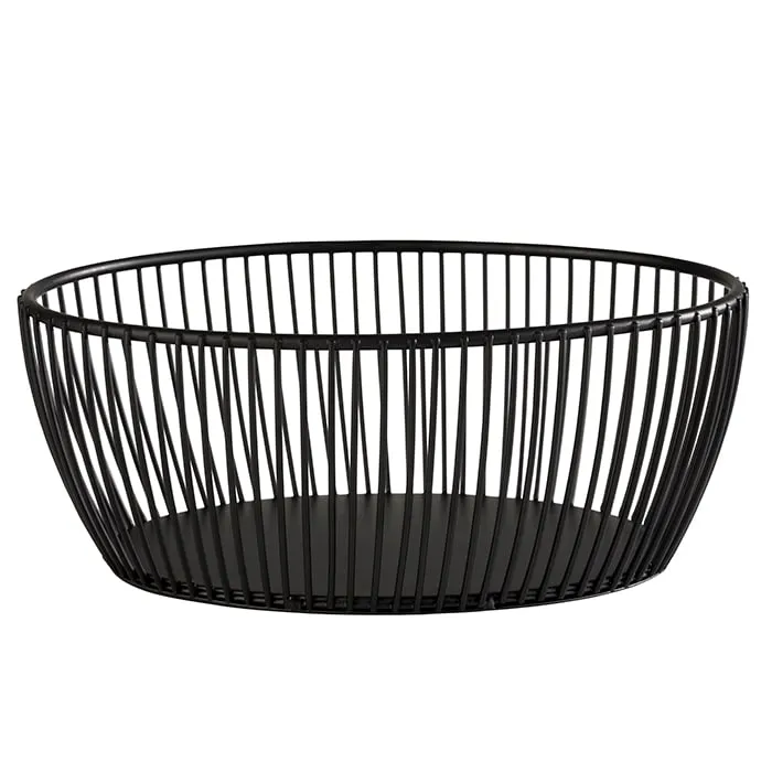 APS Germany APS 30422 - Oval Metal Serving Basket, 7"-7/8" L x 6" W, Black Svart Finish, Stackable - 1/Case
