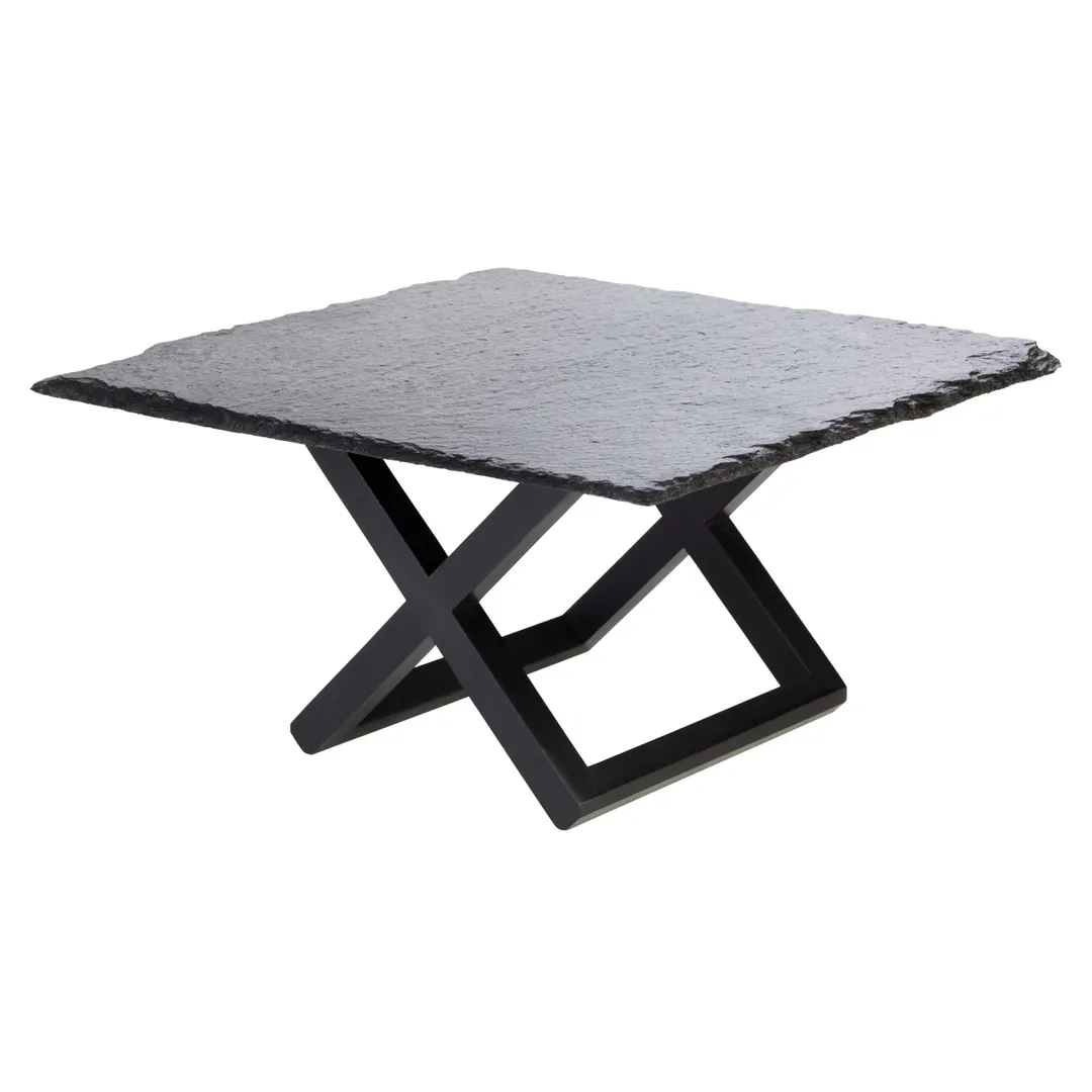 APS Germany APS 33281 Buffet Display Stand, 7-7/8" Square Black Wood, Stackable - 6/Case