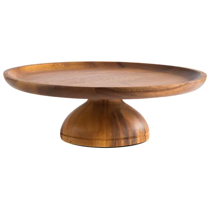 APS Germany APS 33292 Cake Stand, 9½" Diameter x 3⅛" Height, Acacia Wood, Waterproof - 1/Case