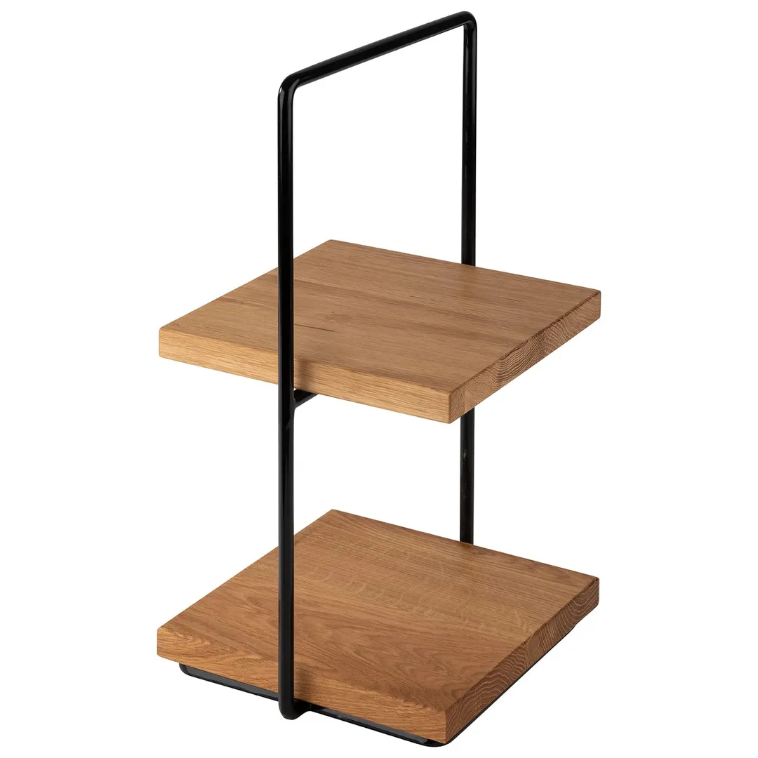 APS Germany APS 33300 - 2‑Tier Square Buffet Stand, 13"‑16" Black Metal Base, 3‑Piece Set - 1/Case