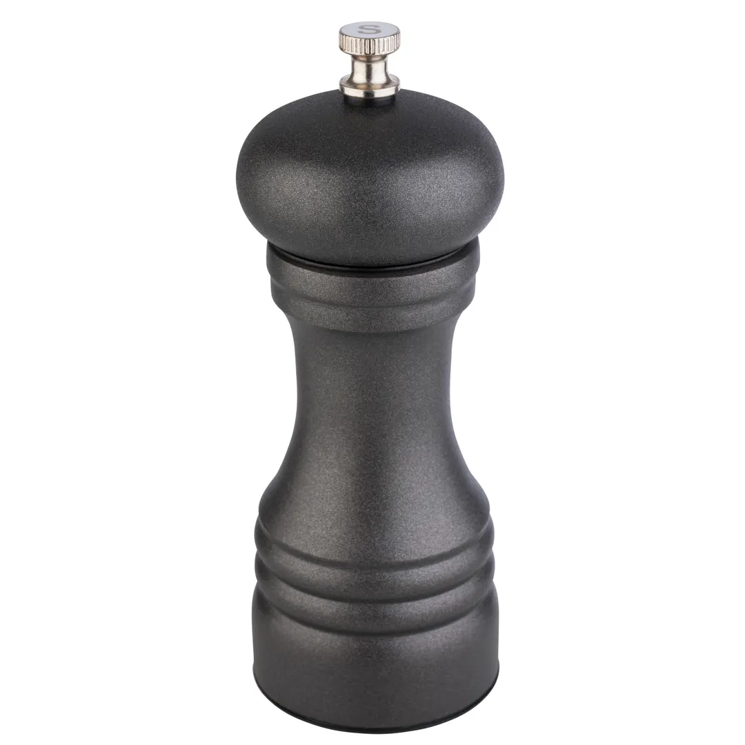 APS Germany APS 40556 Pepper Mill, 2-3/8" Dia x 6-1/8" H, Stainless Steel Black Finish, Grind - 6/Case