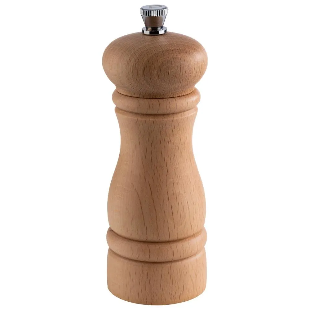 APS Germany APS 40570 Pepper Mill – 2" Dia x 6" H, Stainless Steel with Wood Handle, Grind - 1/Case