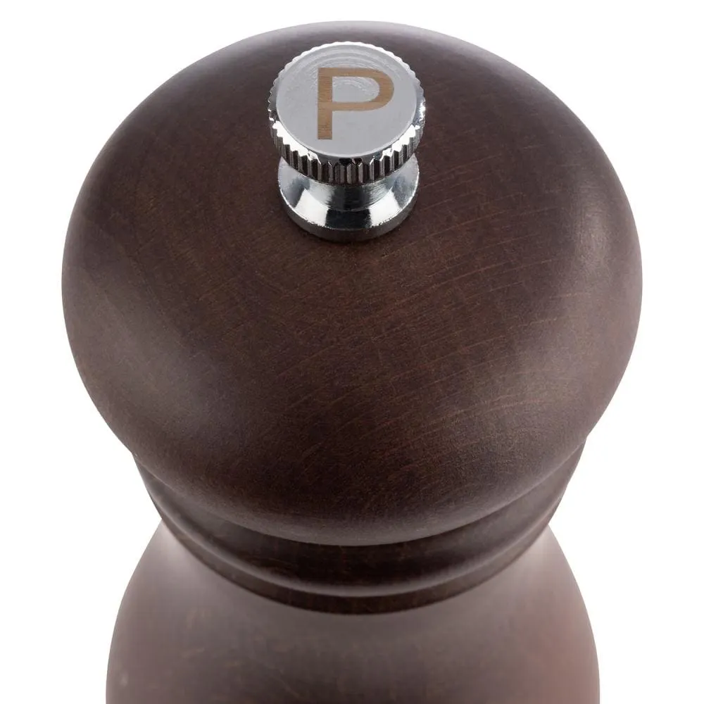 APS Germany APS 40573 Pepper Mill - 2.5" x 9" Stainless Steel & Dark Brown Beechwood, Grind - 1/Case