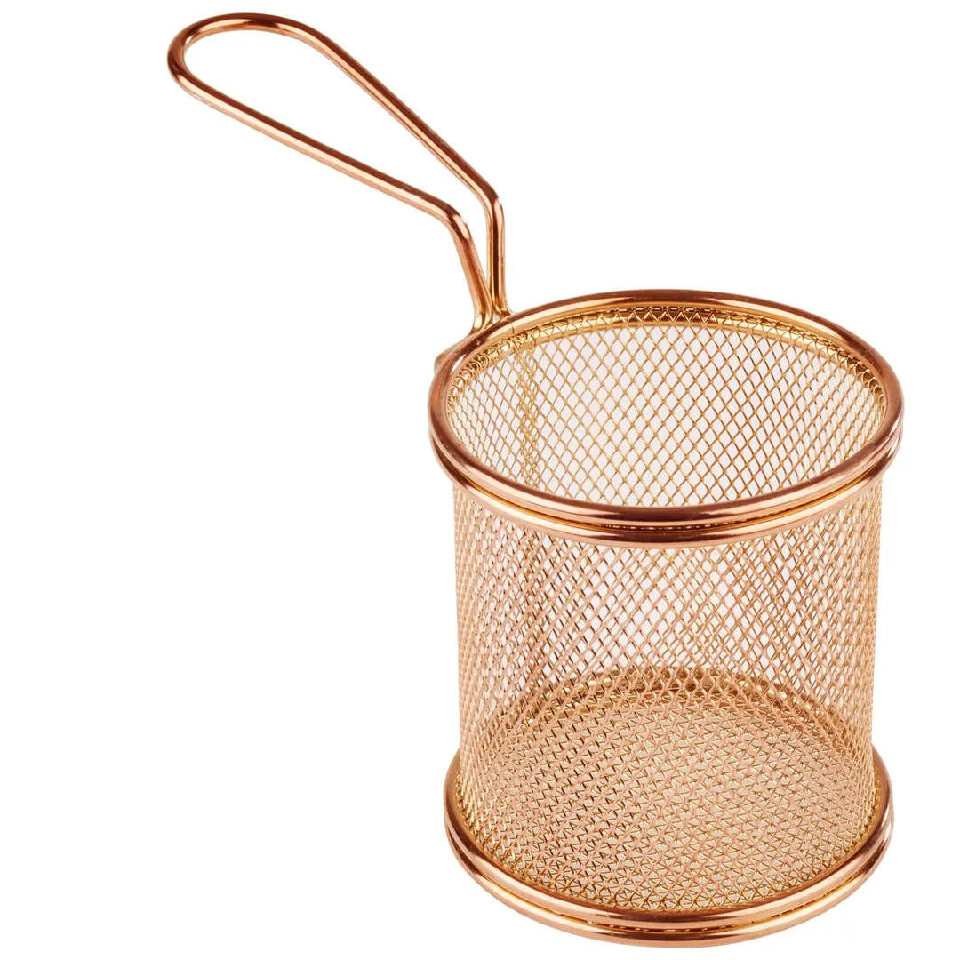 APS Germany APS 40603 Fry Basket, 3 1/2" Diameter Snackholder, Stainless Steel Gold Finish - 1/Case
