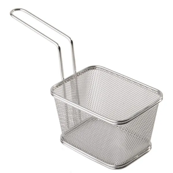 APS Germany APS 40621 Fry Basket, 5"-1/8" x 4"-1/8" Stainless Steel Snackholder, Dishwasher Safe - 1/Case