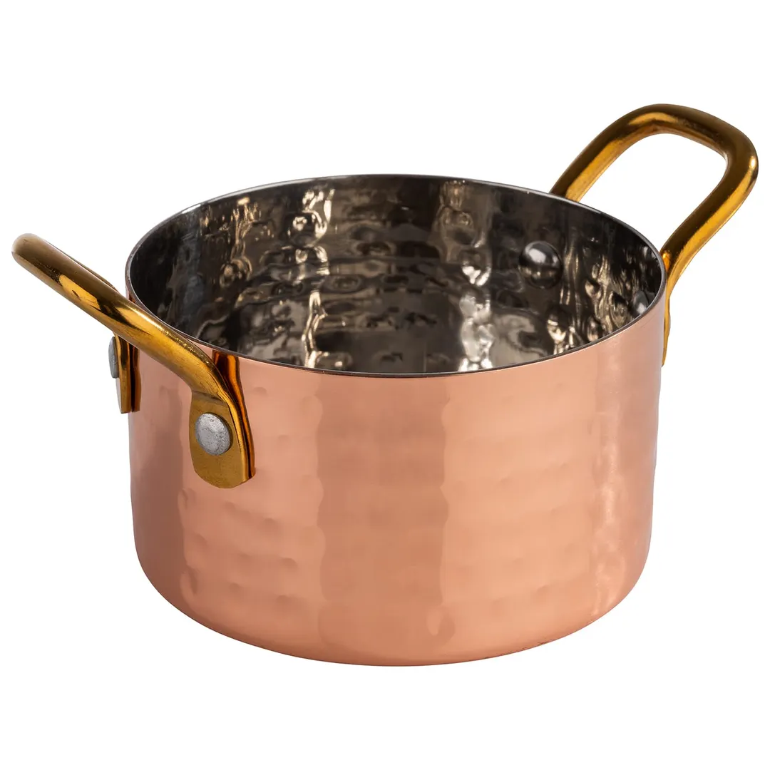 APS Germany APS 40730 Serving Pot, 10 Oz Round 3½" Dia x 2⅛" H, Copper‑Aluminum Finish - 1/Case
