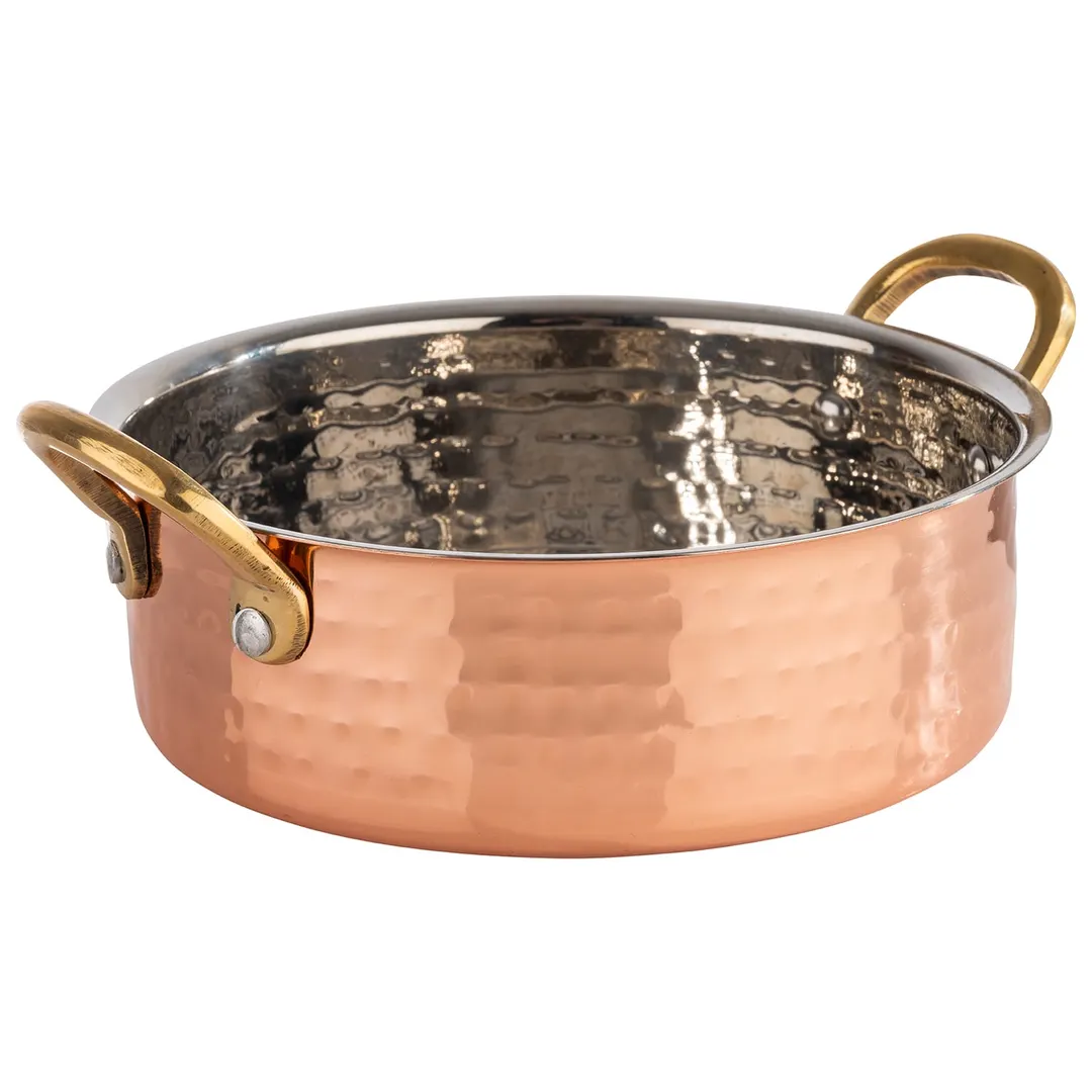 APS Germany APS 40734 - Serving Pot 23.5 oz (6" Dia x 2" H), Hammered Aluminum, Dishwasher Safe - 1/Case