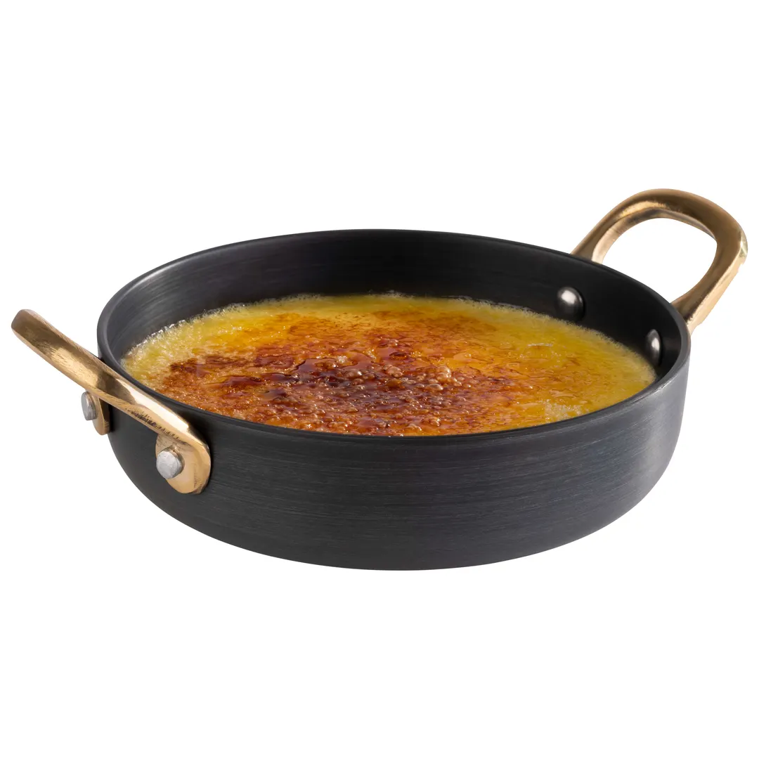 APS Germany APS 40741 Serving Pot, 10.2 oz (5¼" Dia x 1⅜" H), Round Hammered Grey Aluminum - 1/Case