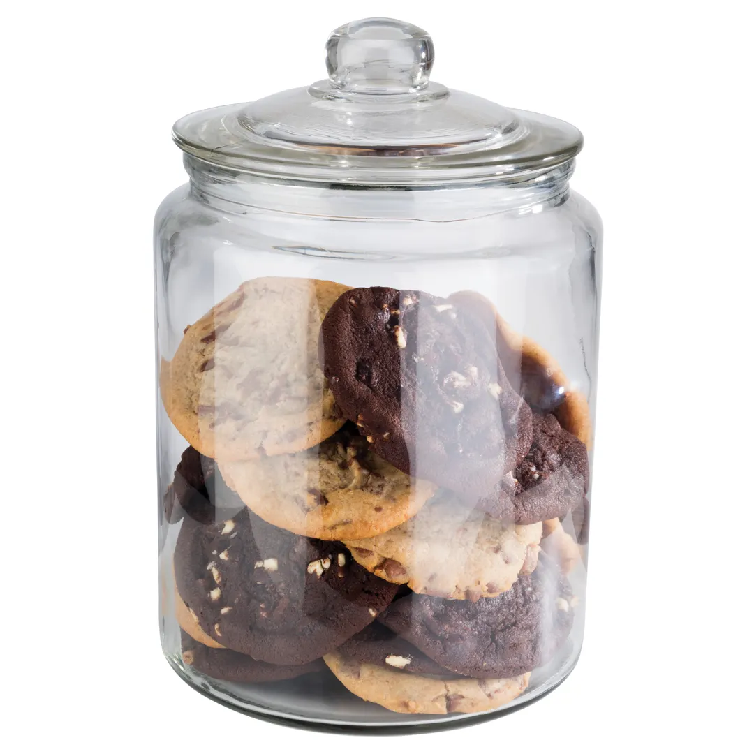 APS Germany APS 82253 Glass Storage Jar 203 oz 7-7/8" Dia x 11-7/8" H with PE Seal Lid - 2/Case