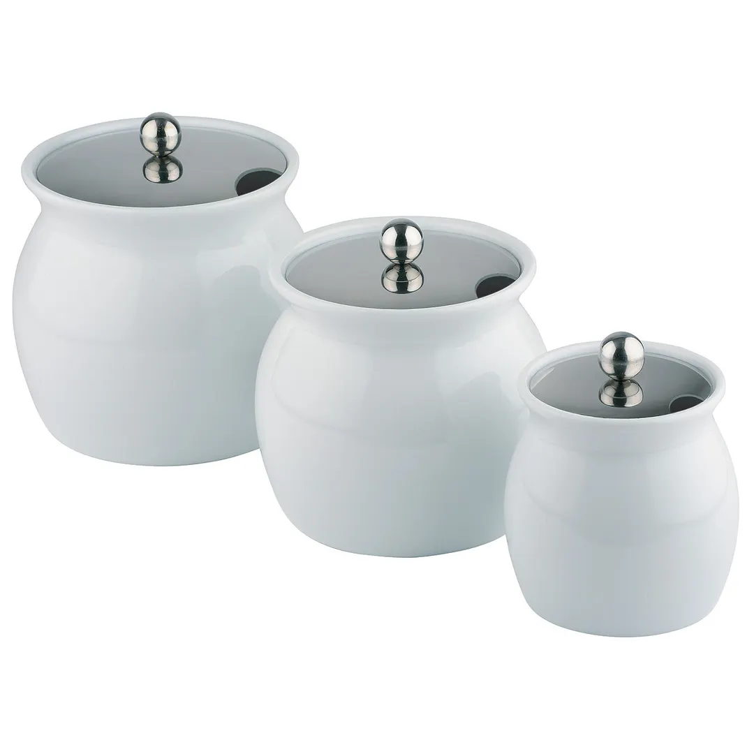 APS Germany APS 83311 - White Porcelain Dressing Pot, 27-1/8 oz, 5"x6-1/8", Lid Notch - 12/Case