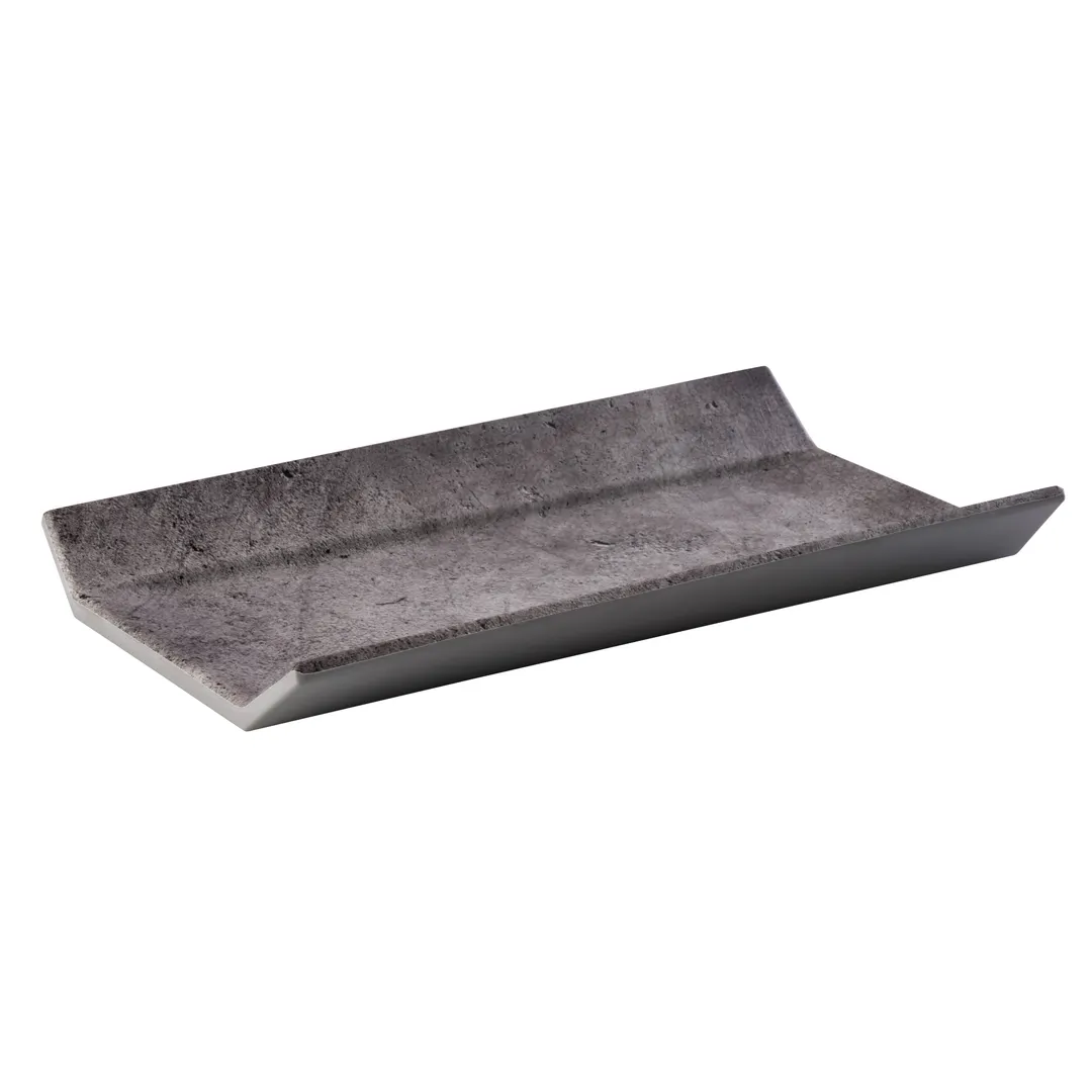 APS Germany APS 84402 - Tray, 12"-7" Melamine, Dark Gray Concrete Pattern, Dishwasher Safe - 6/Case