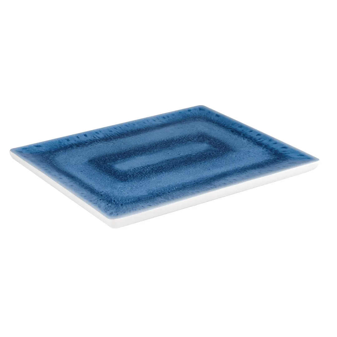 APS Germany APS 84671 - Serving Tray, 12-7/8" x 10-1/2" x 7/8", Blue Ocean Melamine, Feet - 6/Case