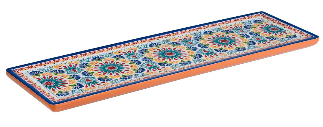 APS Germany APS 84683 - Arabesque Rectangular Tray, 20" x 6" x 0.9", Melamine, Terracotta - 6/Case