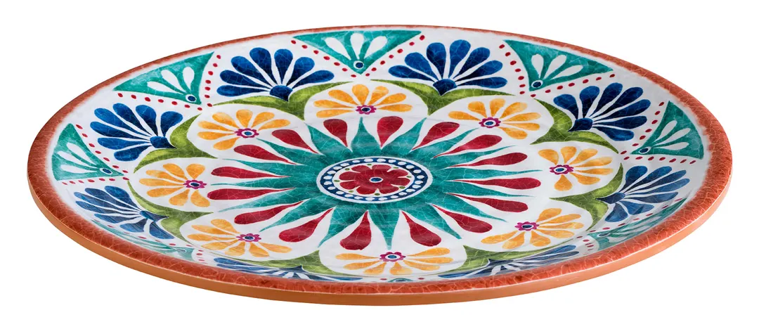 APS Germany APS 84685 - Melamine Plate 10"-3/8 x 7/8" H, Terracotta Arabesque, Safe - 12/Case