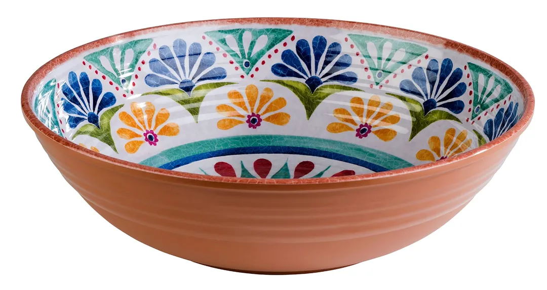 APS Germany APS 84690 - 12" x 3½" Round Melamine Bowl, 3 Qt (101.4 oz) Terracotta Design - 6/Case