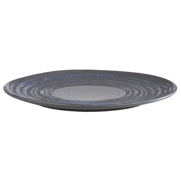 APS Germany APS 85028 - 10.5" Round Melamine Plate, Grey/Blue, Dishwasher Safe - 6/Case
