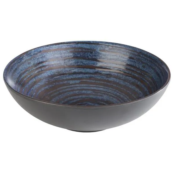 APS Germany APS 85029 - 33 oz Melamine Bowl, 8" Dia x 2.5" H, Grey/Blue Dishwasher Safe - 6/Case