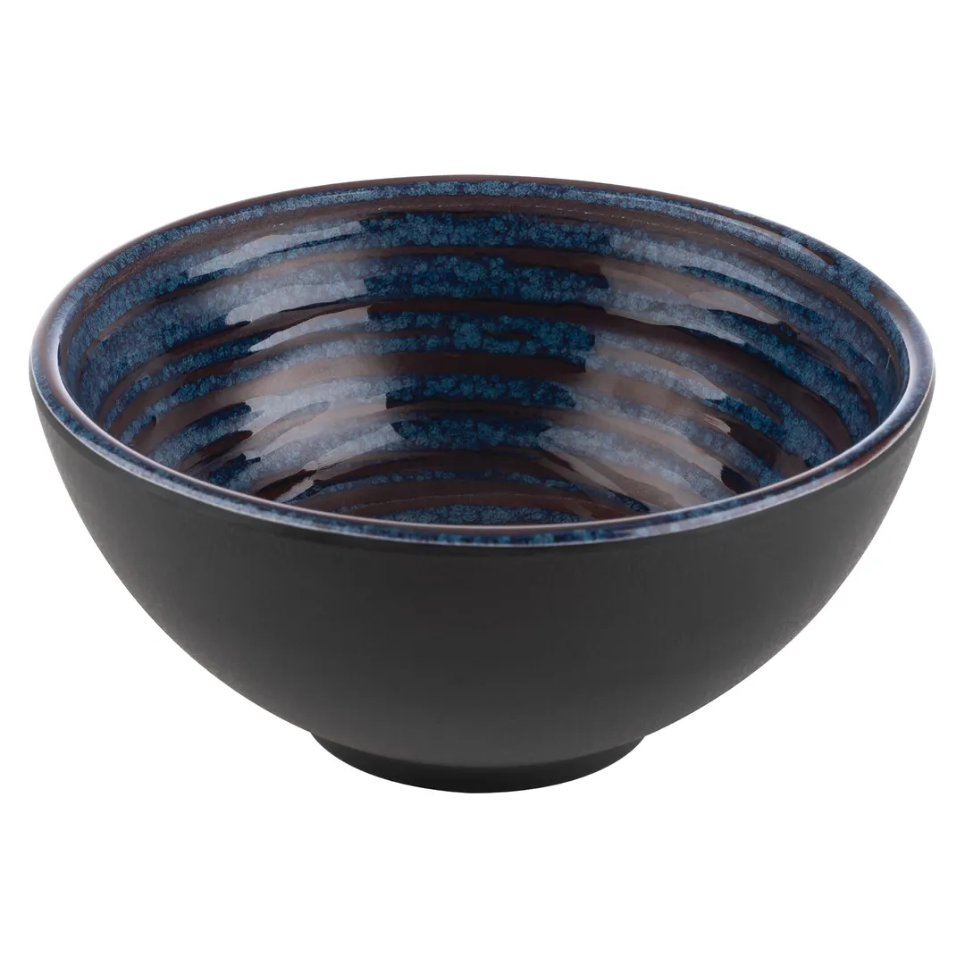 APS Germany APS 85036 - 16 Oz Blue Melamine Loop Bowl, 6" Diameter, Dishwasher Safe - 8/Case