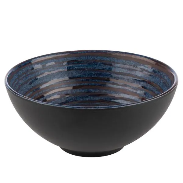 APS Germany APS 85037 - 1 Qt Round Melamine Bowl, Grey/Blue, 7¼" Dia x 3⅛" H - 6/Case