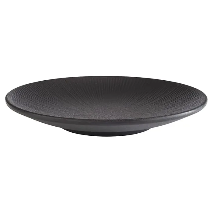 APS Germany APS 85063 - Black Melamine Plate, Round 8.25" Dia, Scratch‑Proof, Dishwasher Safe - 6/Case