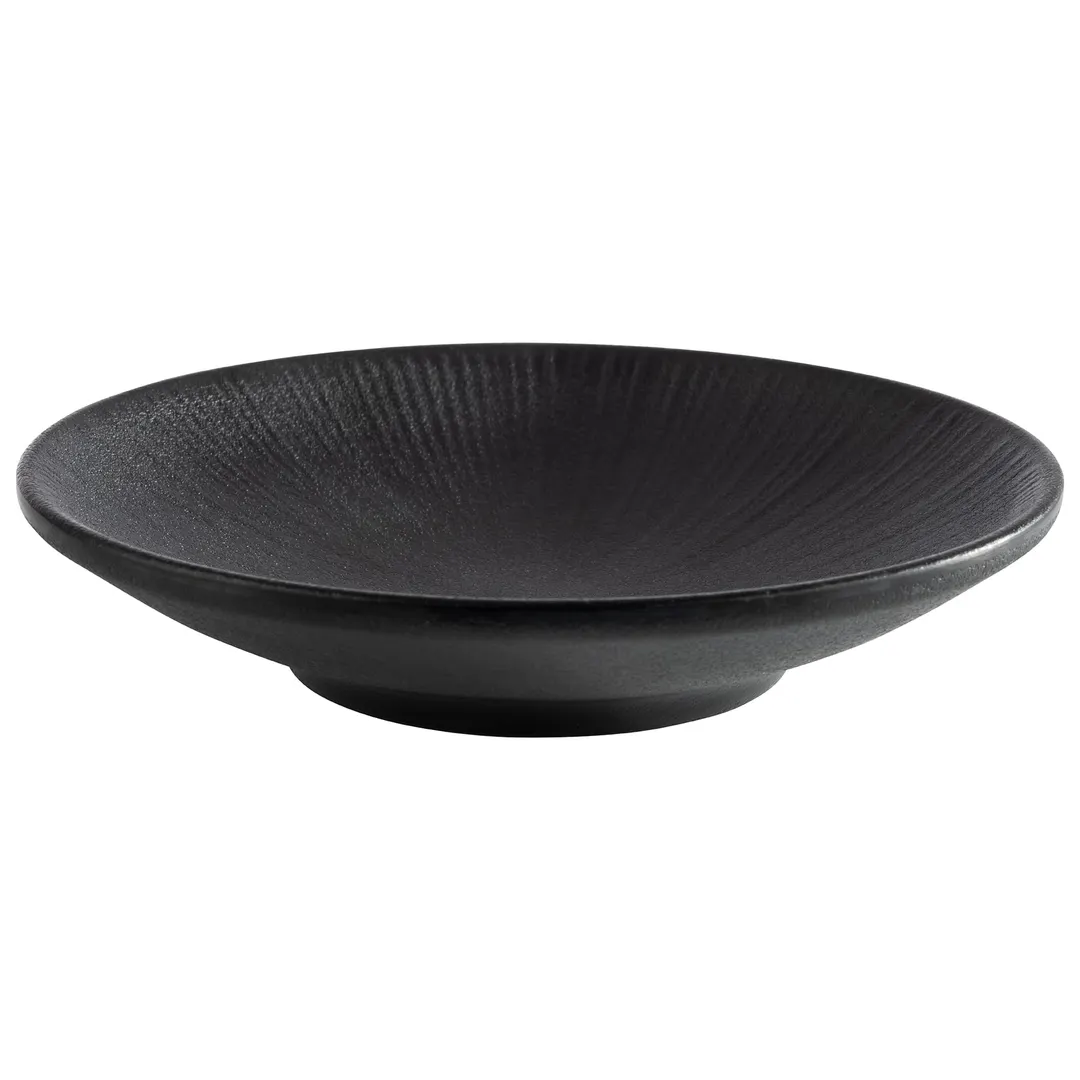 APS Germany APS 85073 - 6" Black Round Melamine Plate, 6" Dia x 1-1/8" H, Matte, - 12/Case