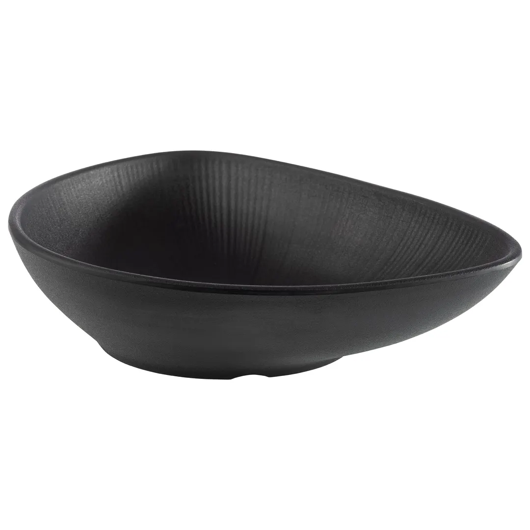 APS Germany APS 85076 - 9" x 7" Black Melamine Bowl, 20.2 oz, Finish, Dishwasher Safe - 12/Case