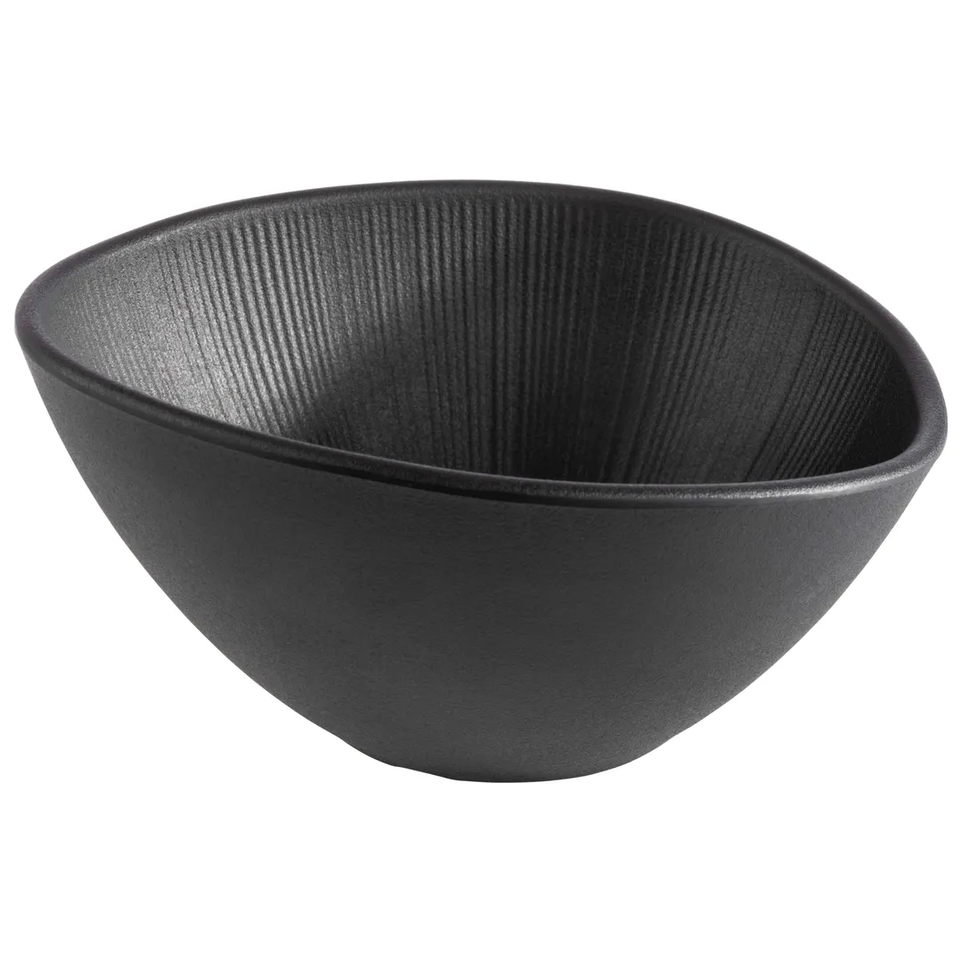 APS Germany APS 85093 - Black Melamine Bowl, 16.9 oz 0.5 qt, 7.5"L x 6.5"W x 3.5"H - 6/Case