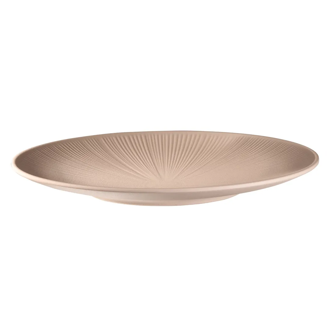 APS Germany APS 85405 - 13" Round Beige Melamine Plate, Scratch‑Proof, Dishwasher Safe - 6/Case