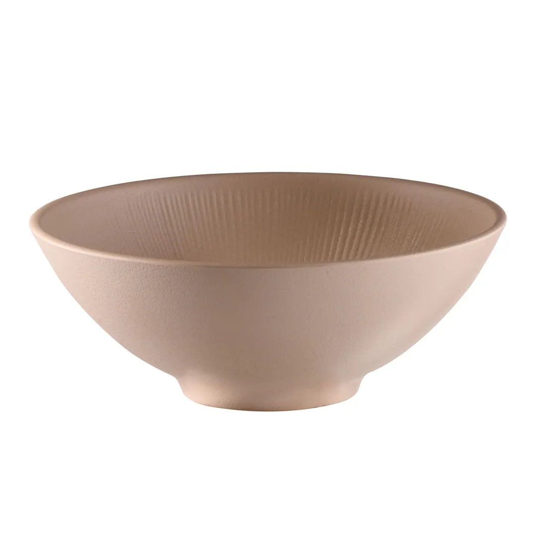 APS Germany APS 85413 - 9½" Beige Melamine Bowl, 1‑Quart (57.5 oz), Stackable, Dishwasher Safe - 6/Case