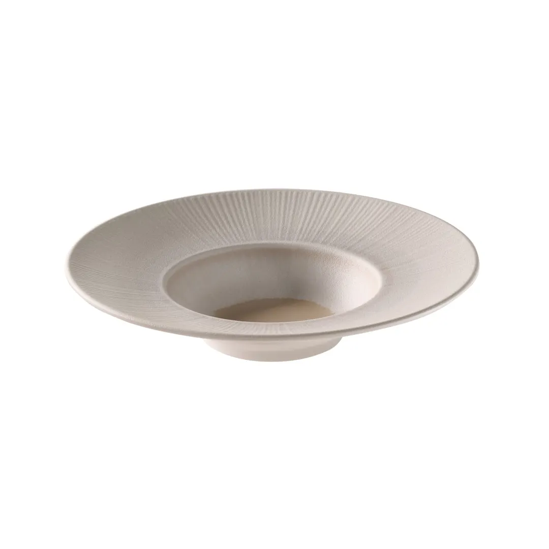 APS Germany APS 85507 - Round Melamine Plate, 10 oz, 11-3/8" Dia, Beige Matte Finish - 6/Case