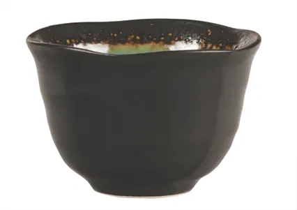 Libbey BF-2 Sake Cup, 2 oz (1‑5/8" Dia × 2‑7/8" H), Turquoise Ceramic with Dark Brown Rim, 36/Case